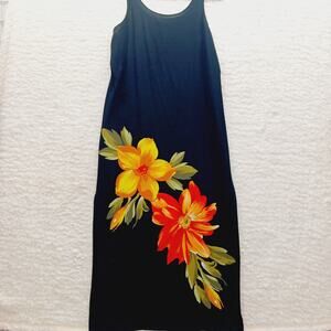 Dress Maxi Size M Black Goth Revival Bloomcore Cruise Resort Tropical Vacation